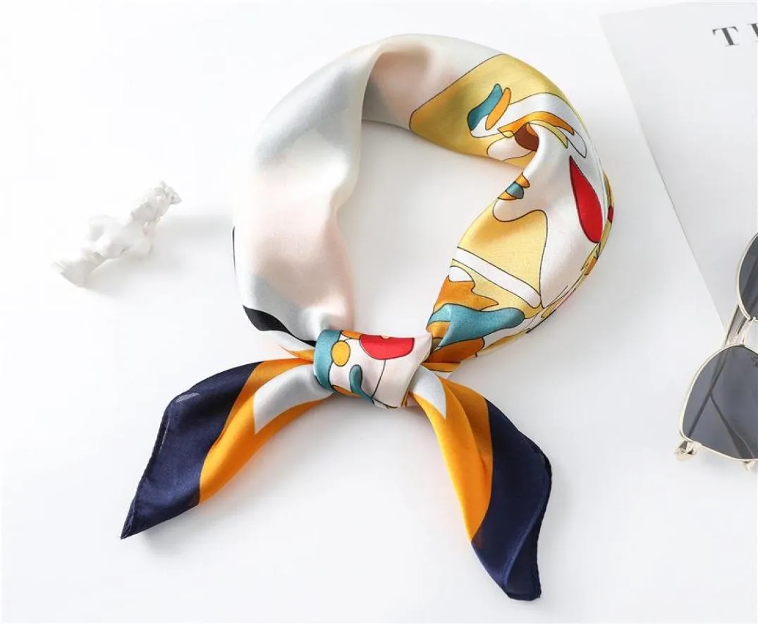 Moda bandana szalik na głowę dla kobiet drukuj Kerchief jedwabny satynowy szalik włosów żeńska kwadratowy pałąk na szyję szaliki 7070CM6301040