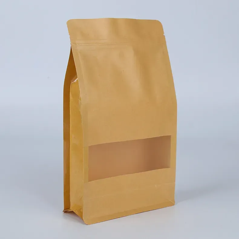 Coffee beans Bread biscuit packaging spot octagonal packing bag tea snacks kraft paper custom food grade material package bags