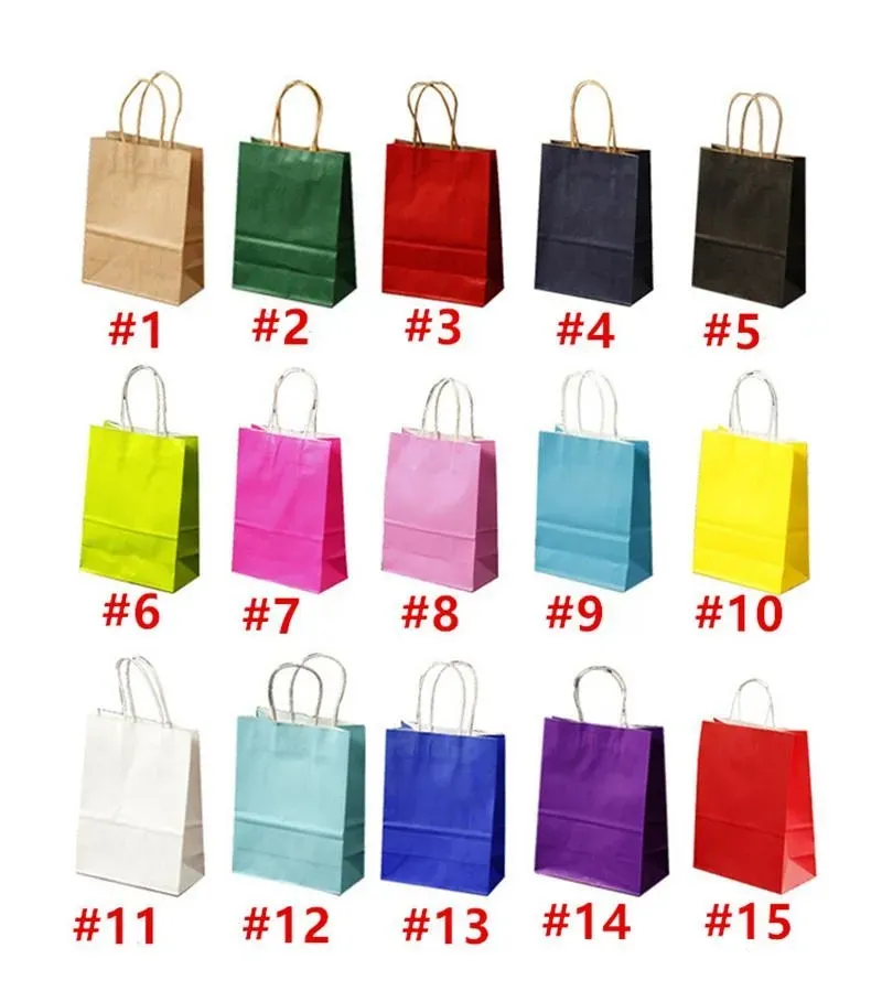 Kraft Paper Bags with Handles Bulk Colorful Paper Gift Bag Shopping Bags for Shopping Gift Merchandise Retail Party Favor ZZ