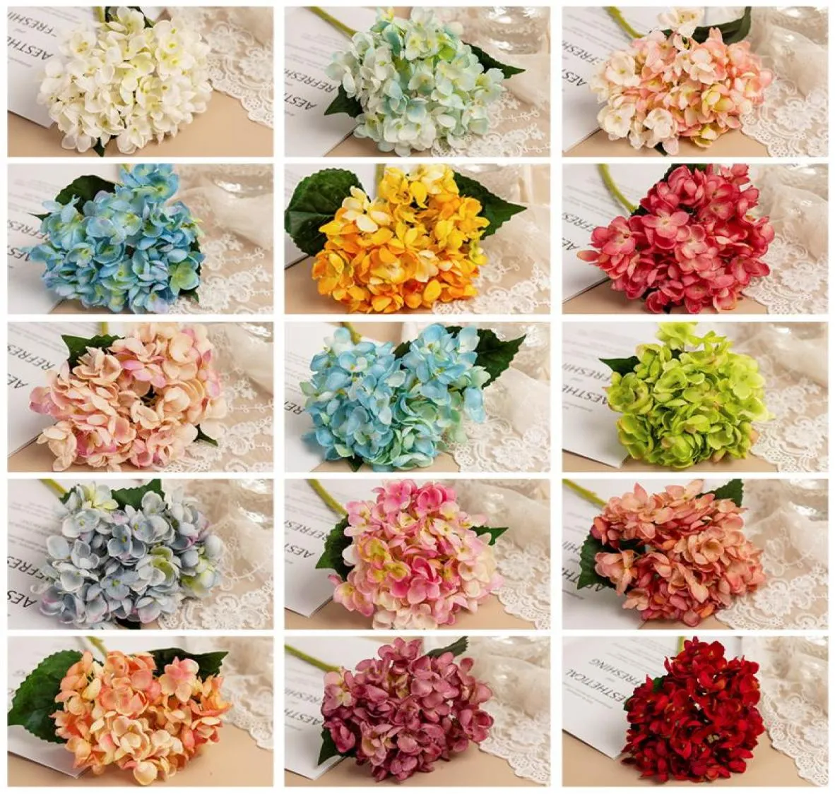 Kunstbloemen Blauw roze wit rode hortensia zijde bloemen met stengel voor huwelijkshuisfeestwinkel Baby Shower Decor6654760