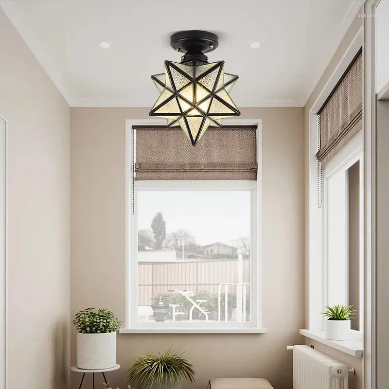 Luces de techo lámpara de luz de cinco puntas balcón de pasillo de luz de la estrella pequeñas lámparas de arte de hierro accesorios para el hogar