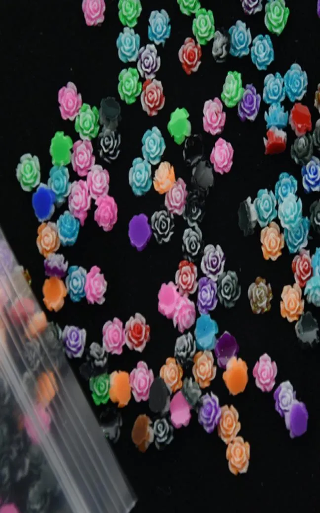 ネイルアートの装飾樹脂バラの花100 PCS 6mm 12色の花カボコンカメオベース設定