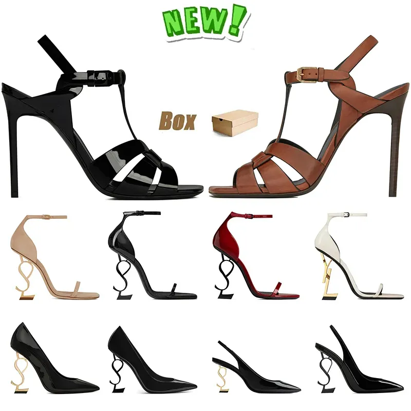 With Box 2024 Women High Heels Dress Shoes Office Designer Heels Sexy Style Suede Leather Black White Gold Lady Luxury Loafers Sandals Rubber 35-41