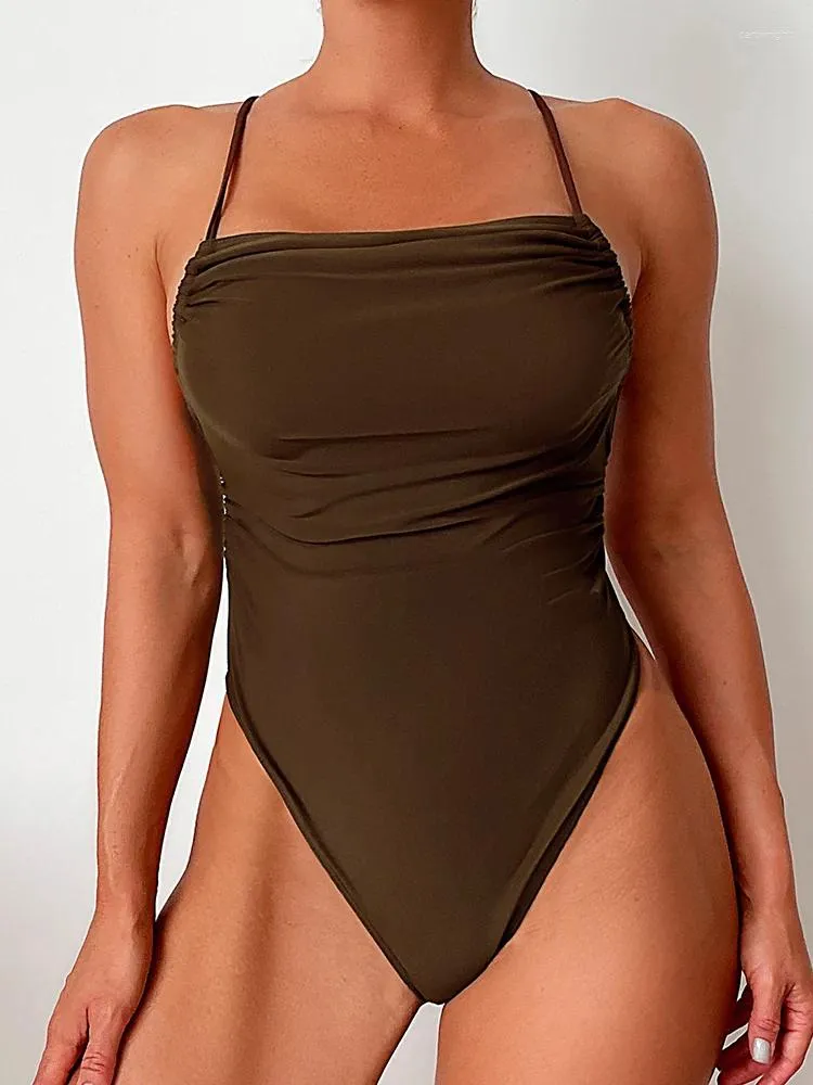 Kobiety stroju kąpielowego One Piece Kobiet Kobiet Kobiet zorganizował 2024 Solid Sling Sexy Monokini Bodysuit Kąpiec na kobiecą letnią plażę