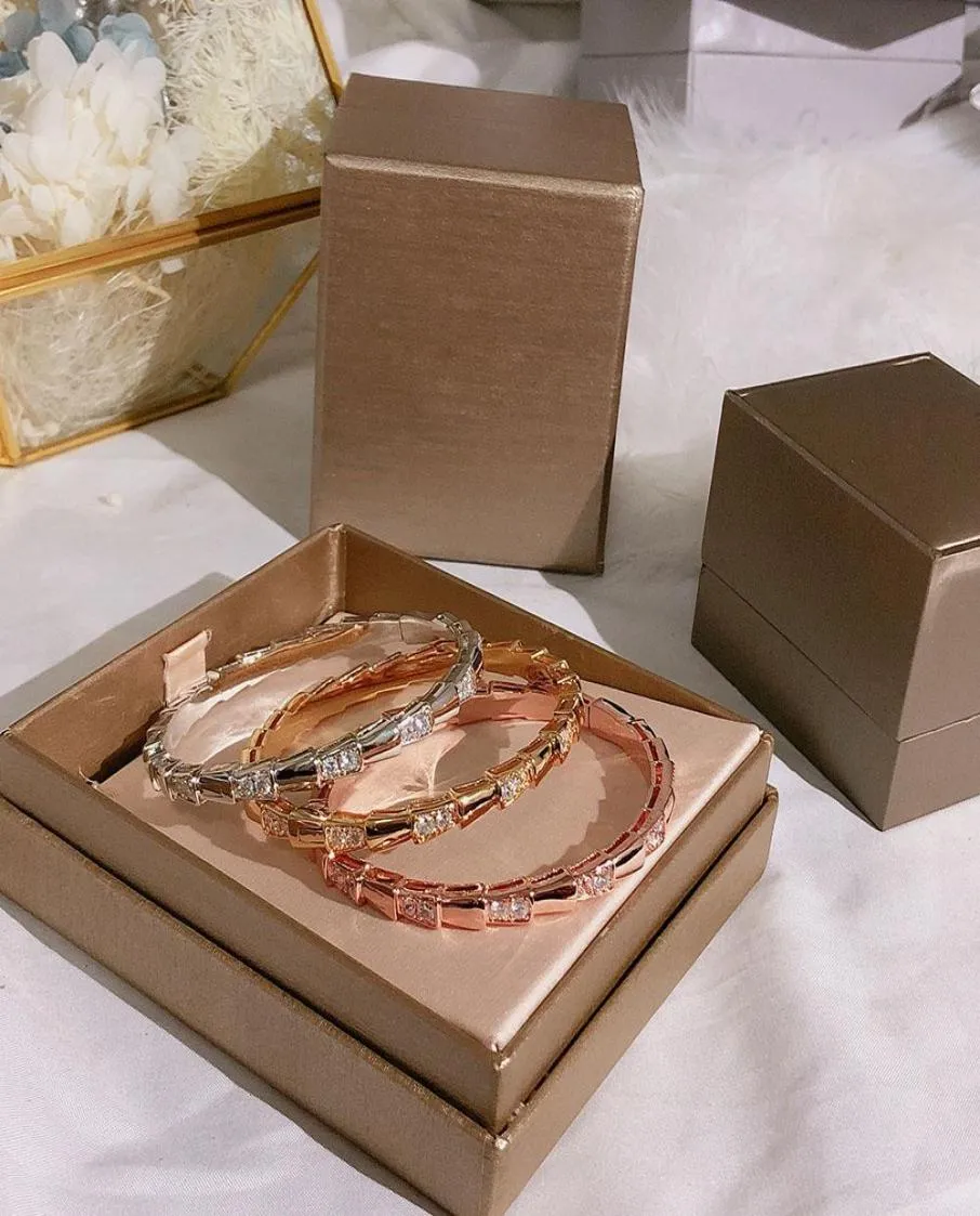 2021 Bangles Snake Botarmband Hoofd en staart Diamant Motherofarl Rose Gold Hoogte Kwaliteit Valentine039S Dag Wedding Party G8559605