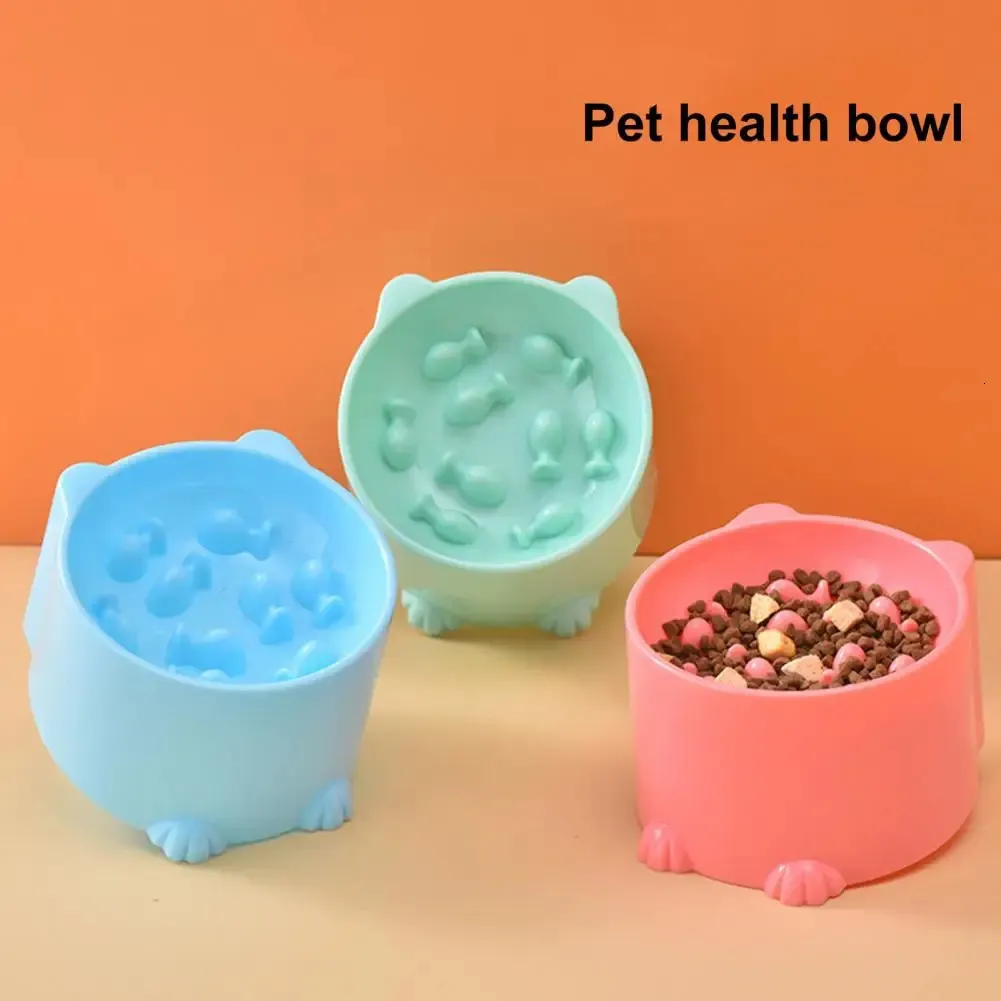 Cat Bowl Langzame voeder Anti -verstikkende hoge voeten Cartoonvorm Grote capaciteit Nek Protector Pet Dog Food Dispenser Water Bowl 240429