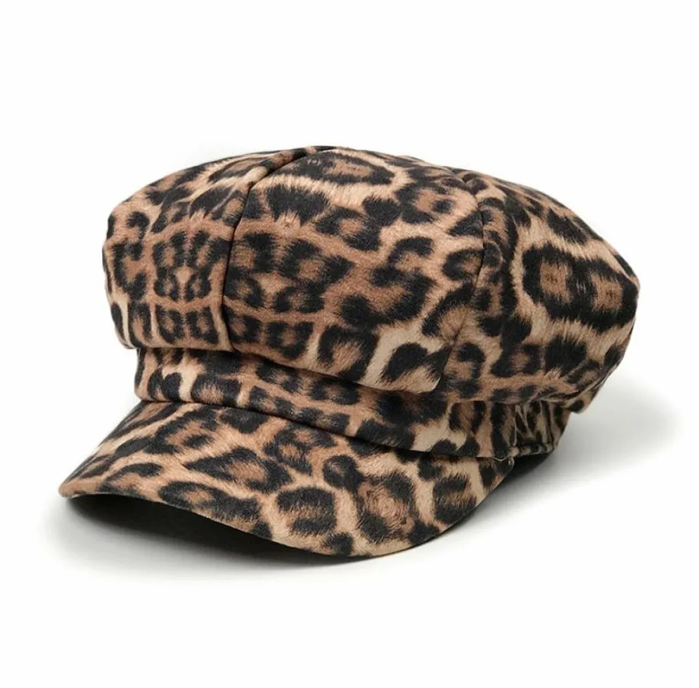 Lakysilk weibliche Leopardenhut Winter Frauen Druckkappen Ladies Casual Beret Hats Frau Mädchen Fashion Baumwoll Baseball Caps8892039