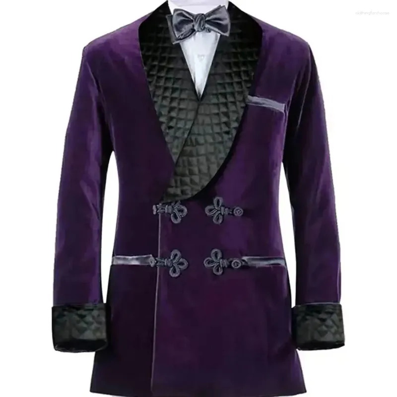 Giacca da uomo in abiti da vellone giacca alla moda abbottonatura cinese abbuffia grande blazer maschio singolo