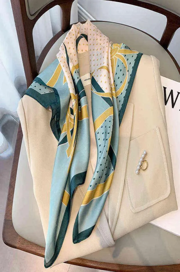 70x70cm Square Neck Silk Scarf Women Fashion Scarves for Ladies Foulard Summer Luxury Brand Shawls Wraps Hair Hijabs Bandana Y22024202788