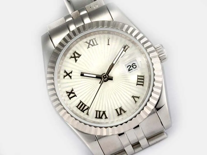 Män rörelse titta på vit dag med datum armbandsur samla klockor som markerar lyx Roma man cool present automatisk med silver millennium rem design 36mm