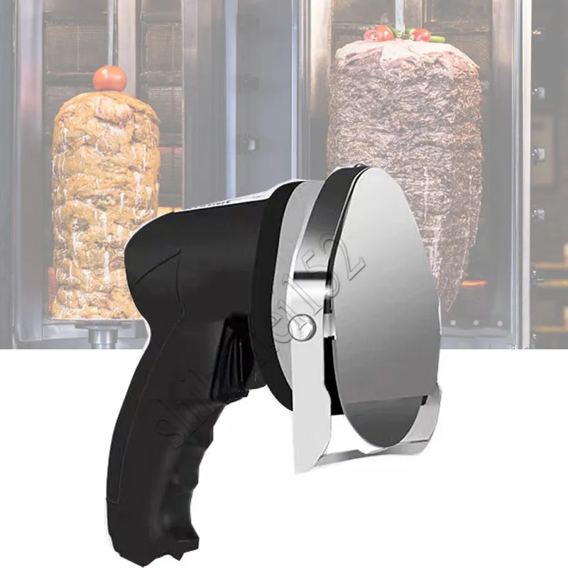 220V Electric Kebab Slicer Handheld Roast Meat Cutting Blade Slicing Machine Commercial Kebab Wheel Blade Meat Disc Cutter 80W