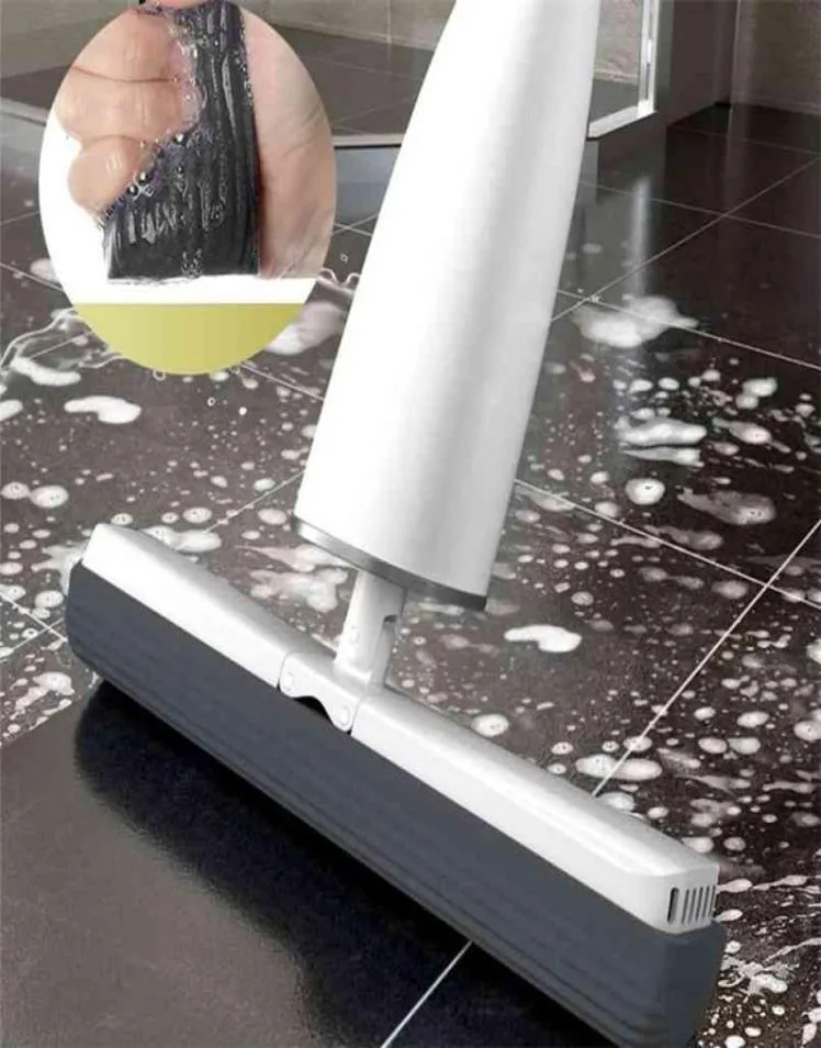 Eyliden Zelfwringende dweil plat door PVA Sponge Heads Hand wassen voor slaapkamer vloer schoon 2109071999329