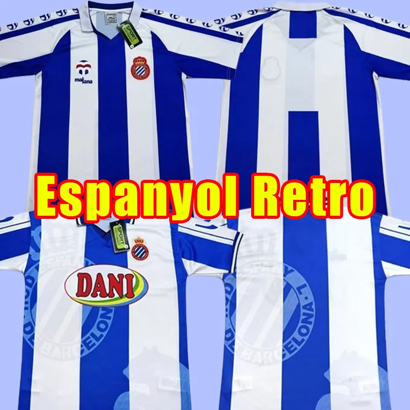 Retro 1998 1999 RCD Espanyol Soccer Maglie uniformi 98 99 Melamed Darder Exposito Mont Shirt Football Classic S-2xl Puado Braithwaite 1984 1989 84 89