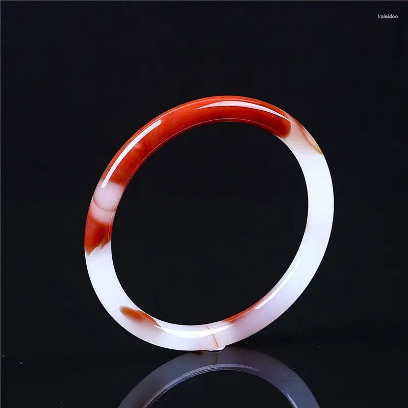 Bangle Imitation Xinjiang Hetian Jade Bloodstone Bracelet Women's Thin Round Red And White Gradient Beauty