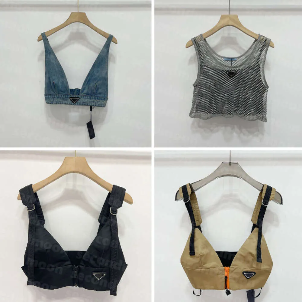 Shiny Rhinestone T Shirts Women Denim Sling Vest Sexy Cropped Top Party Tank Tops V Neck T-Shirt Bra Designer Fashion Clothing 444444