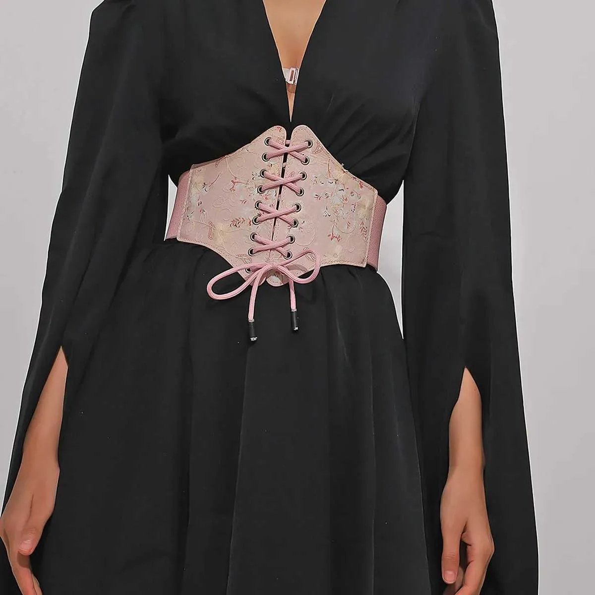Gürtel weibliche rosa Korsett schüre Wide Taillengürtel Fashion Magic Tape Bandage Spitze Seil Binde Vintage Kleidergürtel