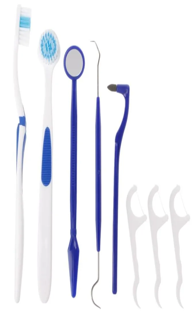 8PCSSET PP DENTAL CARE KIT TOOTH BRUSH DENTAL FLOSSER FLOSS STAIN TONGY PICKS MIRRORTETE CLEAN9866811