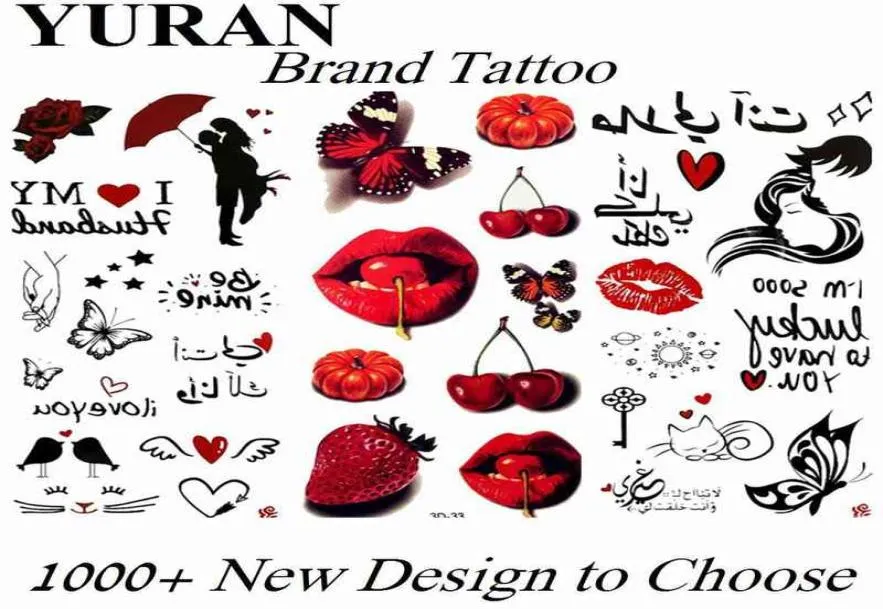 NXY Tijdelijke tattoo cherry sexy lippen s sticker voor vrouwen meisjes kinderen kinderen waterdicht papier vlinder nep body art tatoeages 03306298860