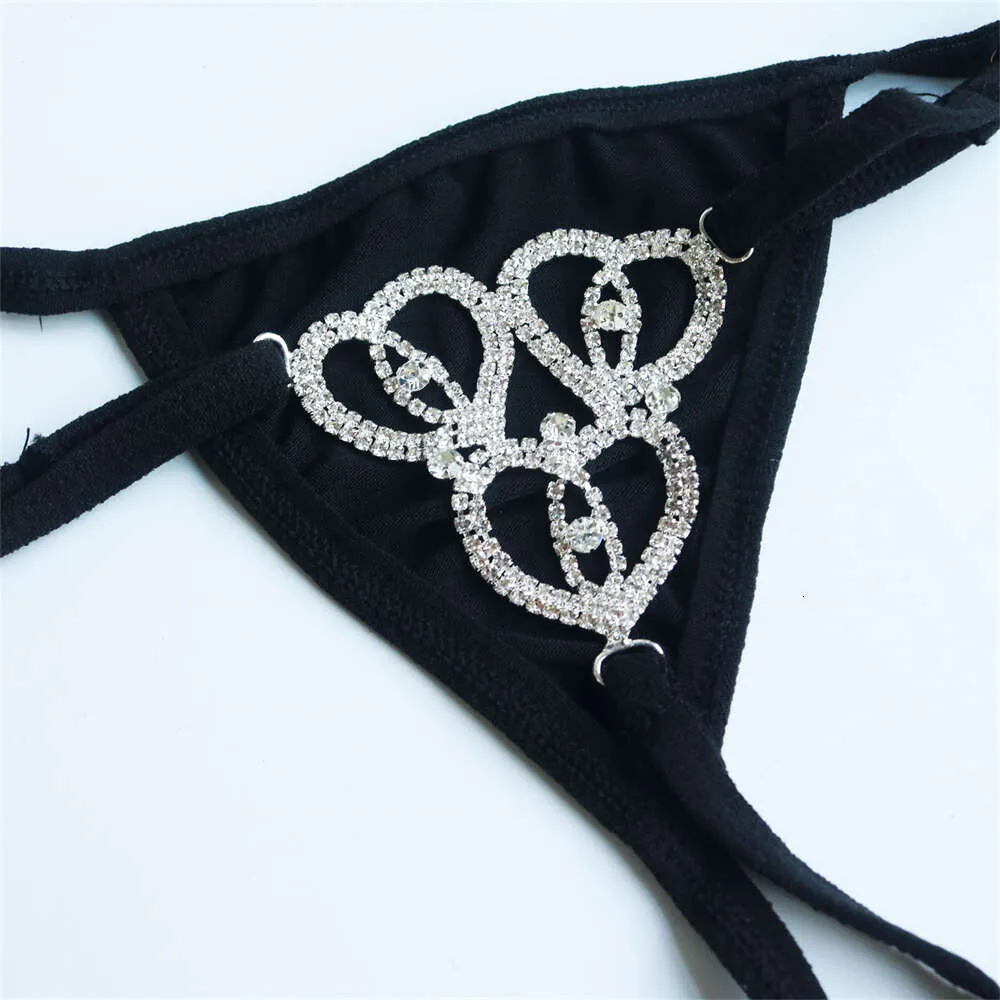 Costume Accessories Sexy Sparkling Peach Heart Crystal Black Belt Jewelry Nightclub Party Rhinestone Shorts Waist Chain Underwear Accessories