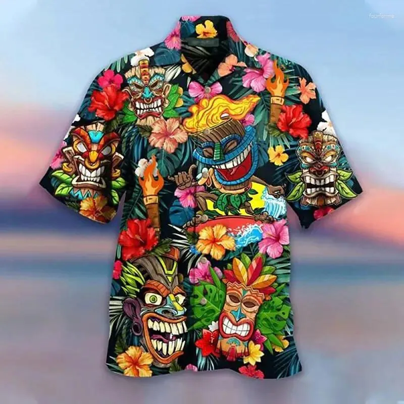 Koszule męskie 2024 Summer luźne oddychanie 3D modne mody hawajskie hawajskie bluzki na plaży krótkie rękawy 6xl