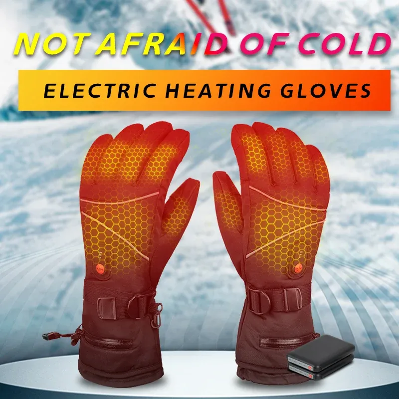 Guantes de guantes Guantes calentados Pantalla táctil impermeable Batería recargable Con calentador de manos con calefacción eléctrica para esquiar temperatura ajustable