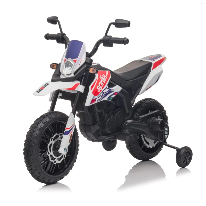 Dekorativa figurer 12V Electric Kid Ride OnMotorcycle Apulia Licensierad motorcykel för barn Batteridriven Ride-On White 2-hjul