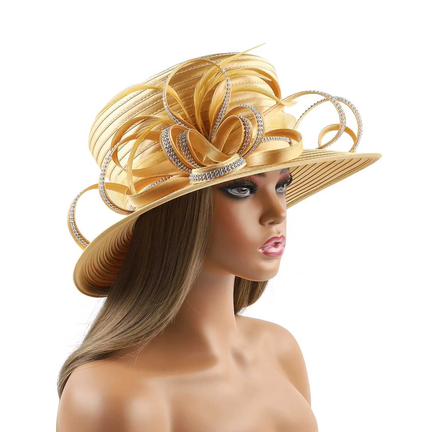 Wide Brim Bucket Hat for Women Adjustable Plastic Dome Top 