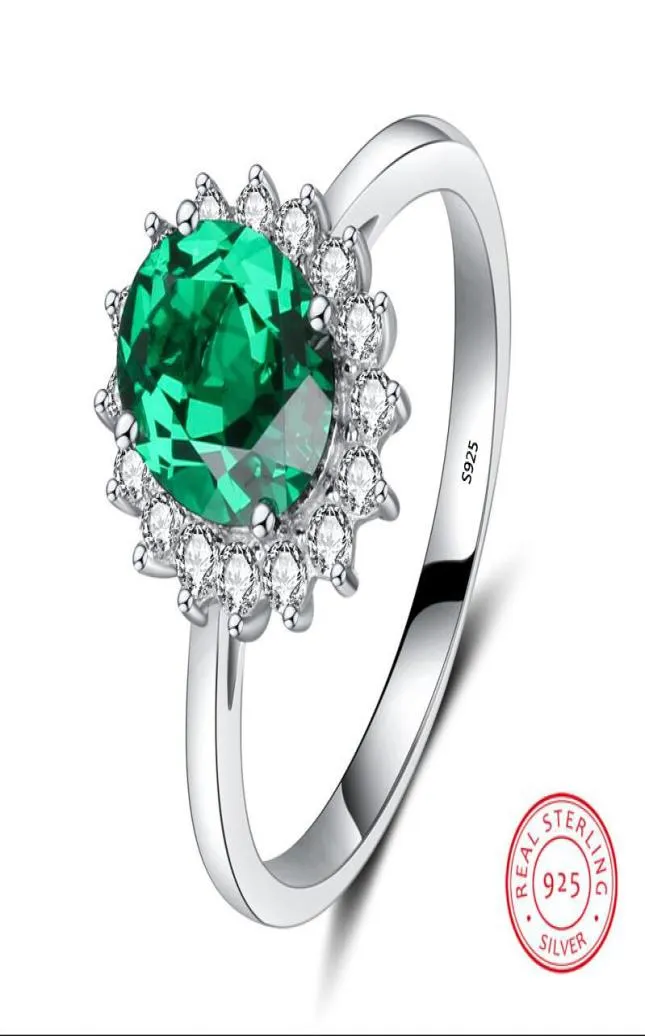 Sparkling mode sieraden schattige prinsesring puur 100 925 sterling zilveren smaragd cz diamant edelstenen meisje039S vrouwen bruiloft 2722650