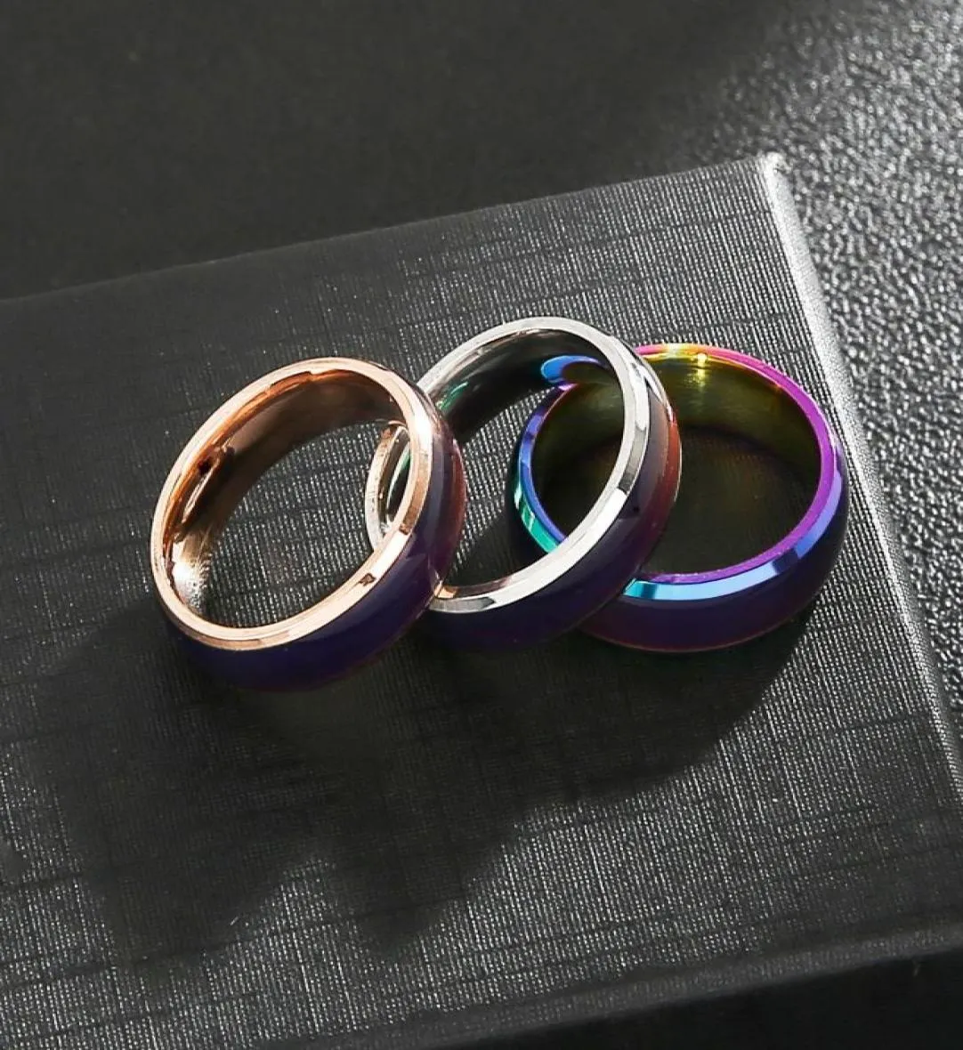 6 pezzi in acciaio inossidabile coppia cambio anello dell'umore colore per donne e uomini taglia da 6 a 129955684