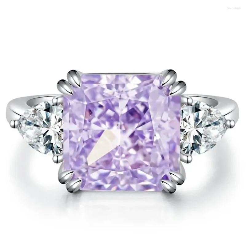 Ringos de cluster Shop 925 Sterling Silver Radiant Cut 5Ct Amethyst Pink Sapphire Emerald Aquamarine Citrine Gemstone NoivG -Ring Jewelry