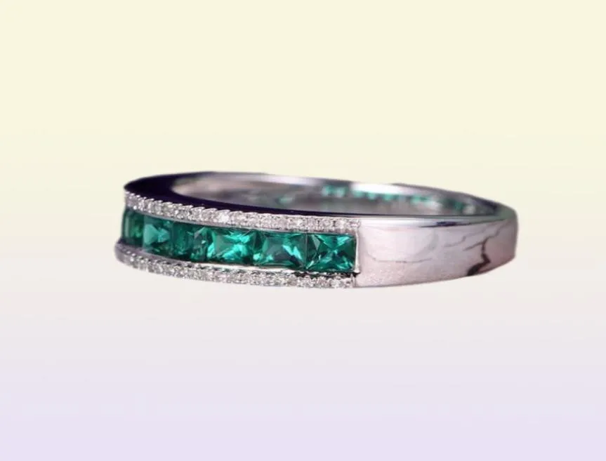 Storlek 610 modesmycken 925 Sterling Silver Emerald Cz Diamond Sona Gemstones Promise Party Women Wedding Ring for Valentine032861389