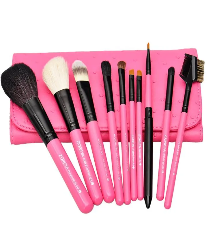 Zoreya New 10 PCs Brushes de maquiagem essenciais configurados Kits de ferramentas naturais de cabelo de maquiagem animal atualizada8760037