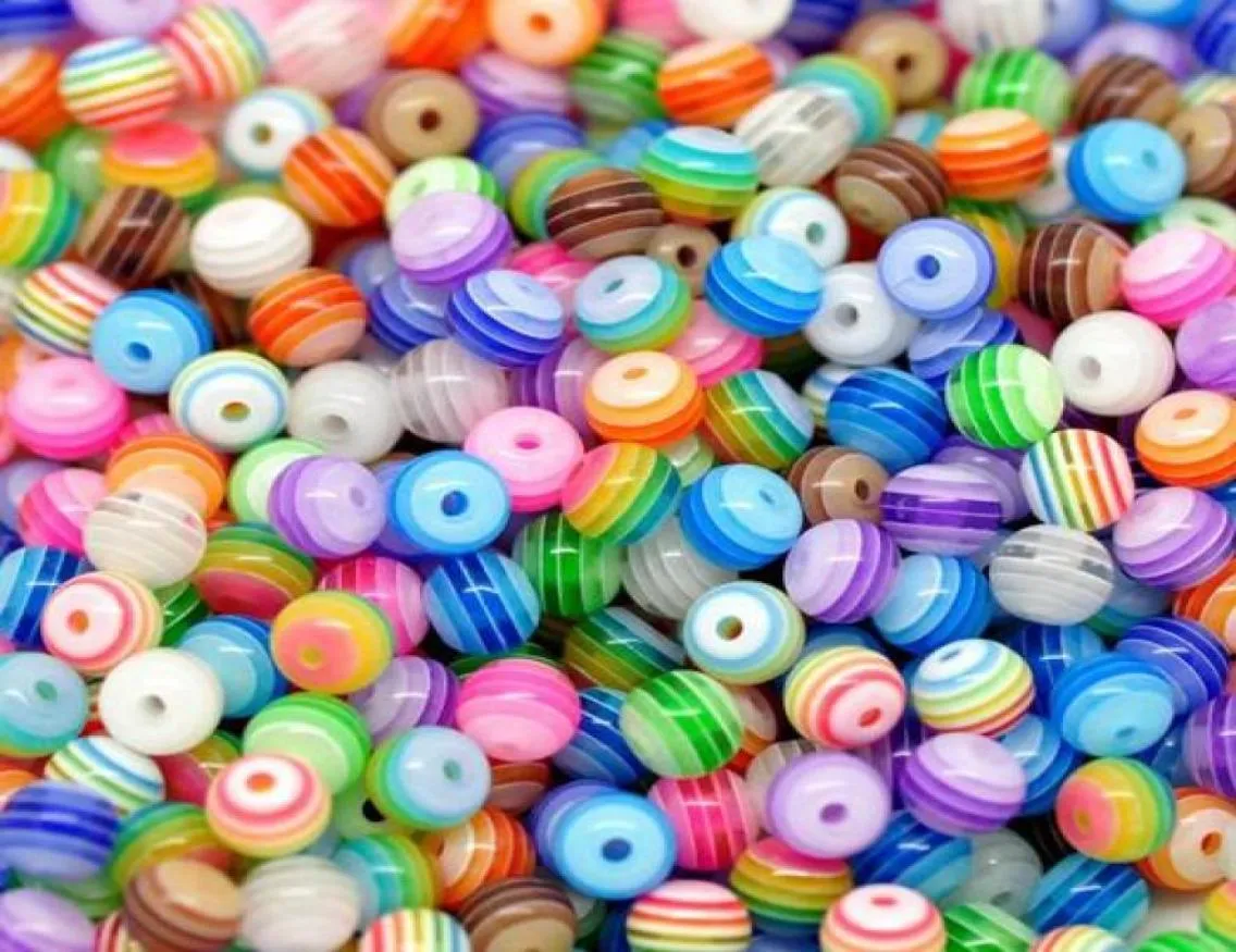 500pcslot 6mm8mm mix Color Striped Round Resin Spacer Beads for Chunky Necklace Bracelet DIY1351777