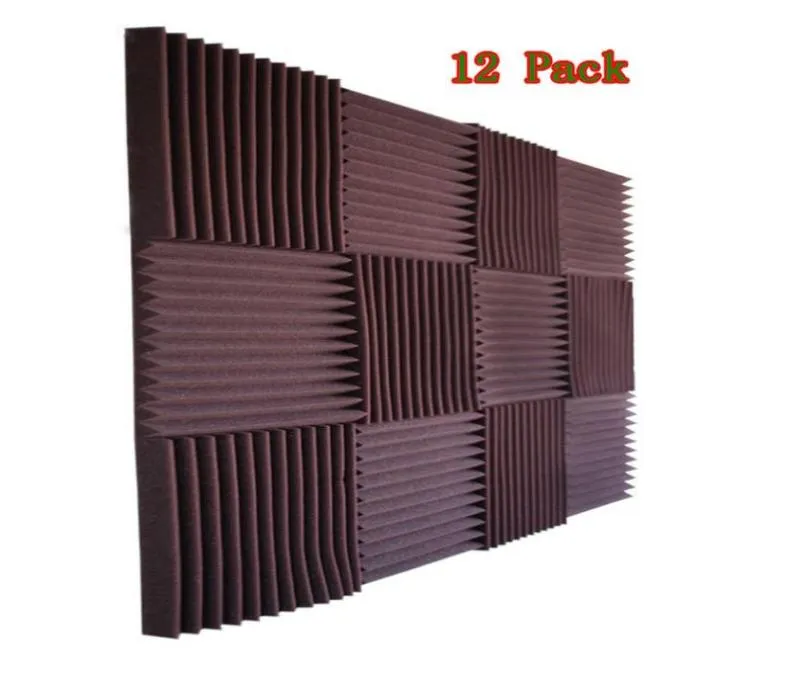 12PCS Studio Acoustic Foam Wedge Soundproof Panel Soundinsulation Sponge Recording Studio Noise Cancellation 12x12x1quot7619187