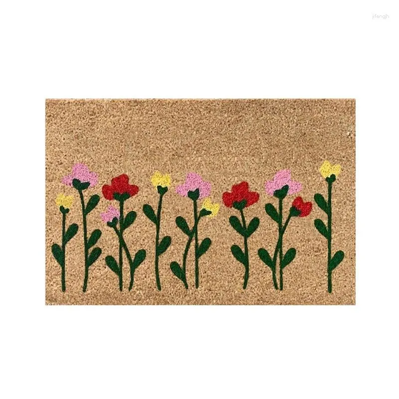 Alfombras 4pcs portero de verano Mats de puerta de flores en casa casa de interior de interior bienvenida alfombrilla frontal duradera