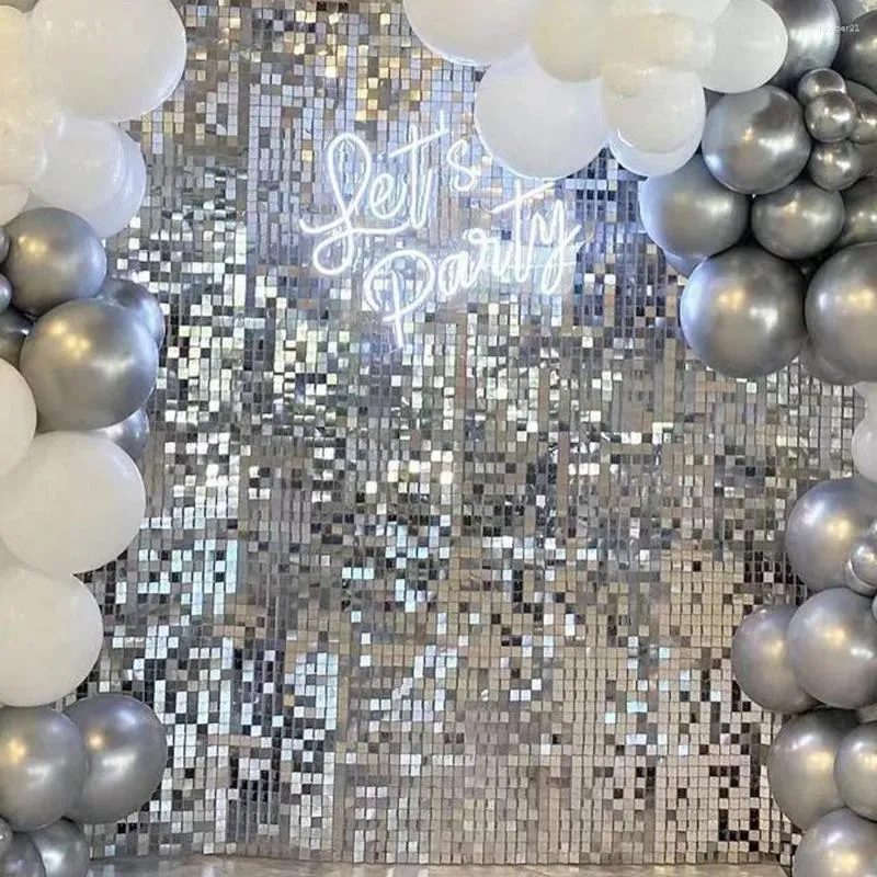 Impreza Silver Square Shiny Shimmerwall Shimmer Sequin Wall Color Panel Po tła