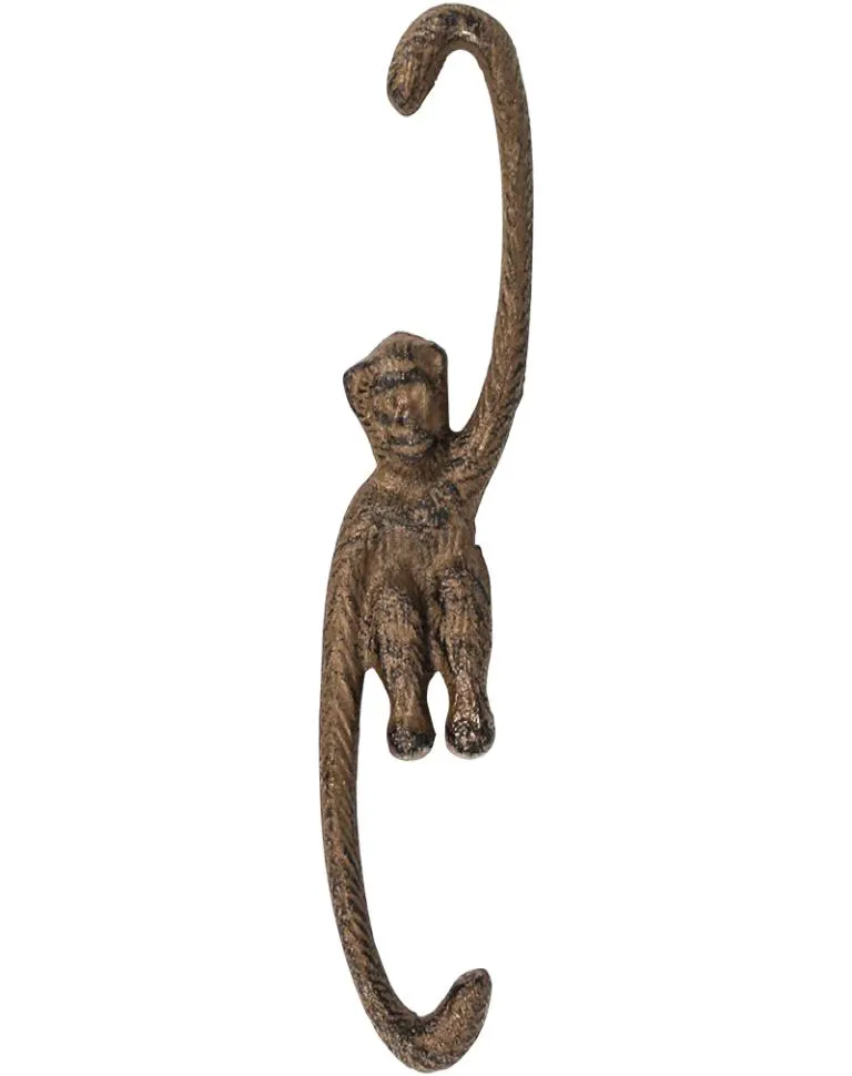 10 Gusseisen hängende Affe schütteln Haken Metall Pflanzentopf Gartenhügel rustikal braune Vintage Dekoration Gartenarbeit Tierhandwerk A7766828