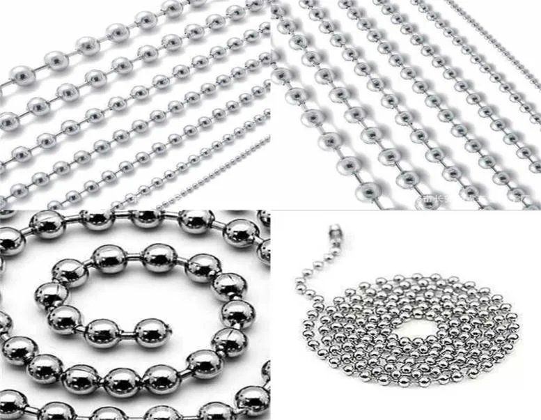 100pcslot 60cm24inch Metalllegierung Perlenkugelketten für Hundetikettanhänger mit Spiegeloberfläche 552 S24962793