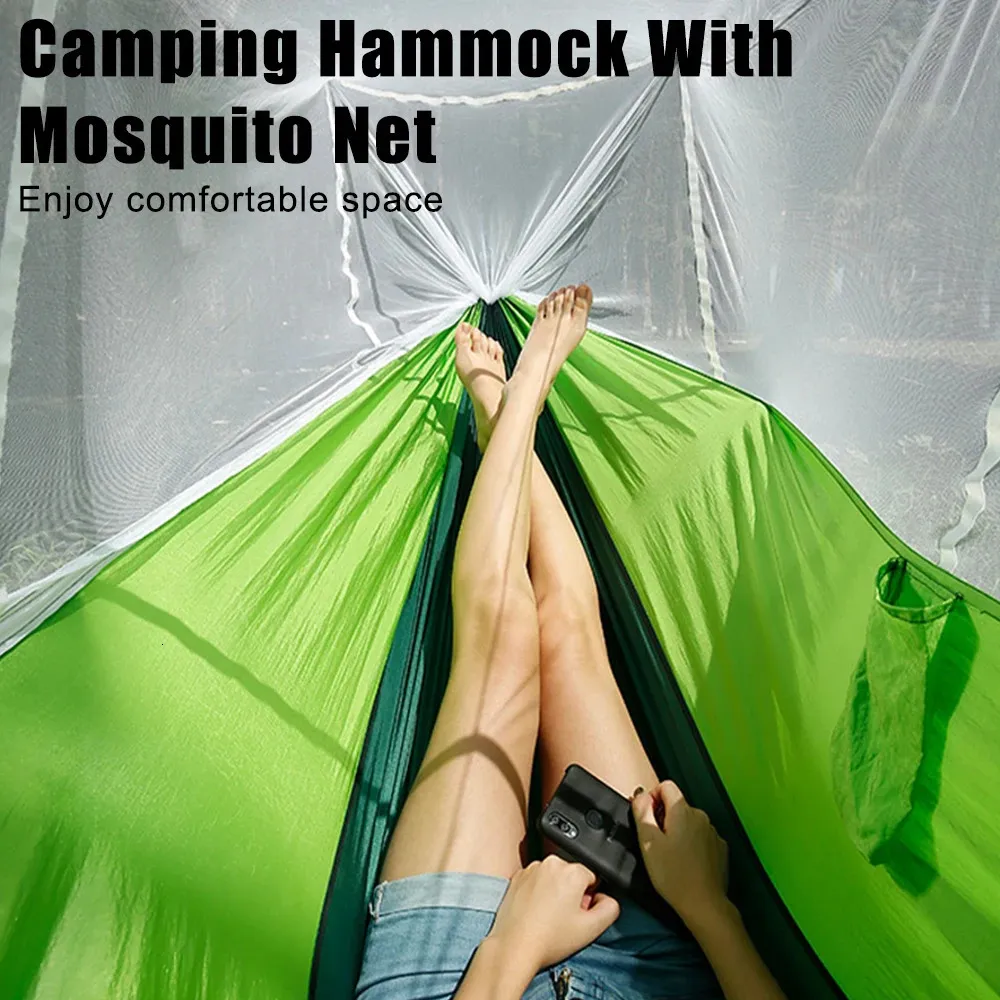 Camping Outdoor Hamac Meubles d'extérieur Hamac de tourisme de touriste 260x140cm lit ultraléger portable avec moustique net 240417