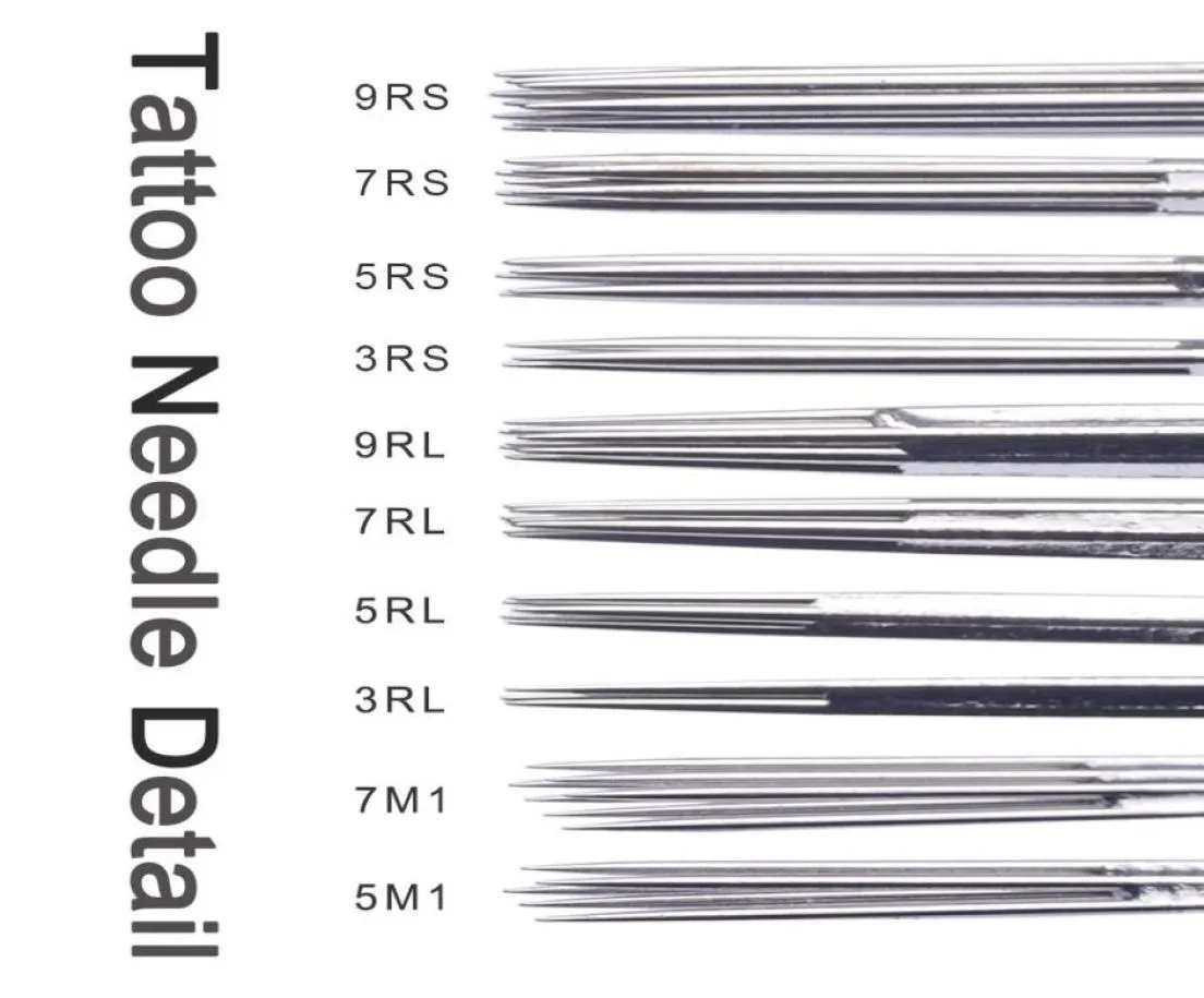 プロの100PCSアソート滅菌タトゥー針ミックス10サイズ3RL 5RL 7RL 9RL 3RS 5RS 7RS 9RS 5M1 7M1タトゥーサプライズ9887465