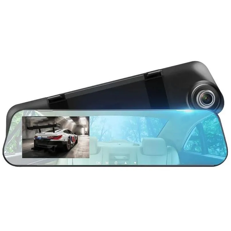 CAR DVR CAR DVRS 4.3 DVR Baksyn Mirror Video Recorder Dual Lens 1080p FL HD 140 ﾰ Wide Vinle G-Sensor Loop Recording Motion Detectio Otwnm