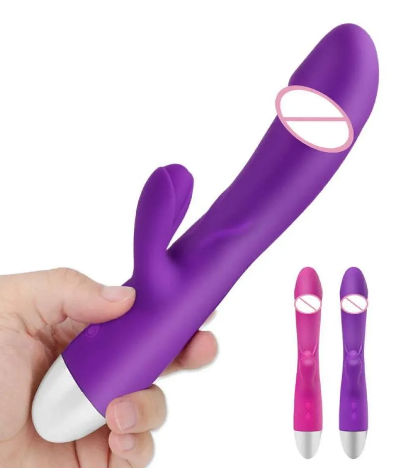 Massageföremål Kvinnlig onani Dildo Rabbit Vibrator G Spot Massager Vaginal Clitoris Stimulator Dual Vibration Sex Toys For WO2381255