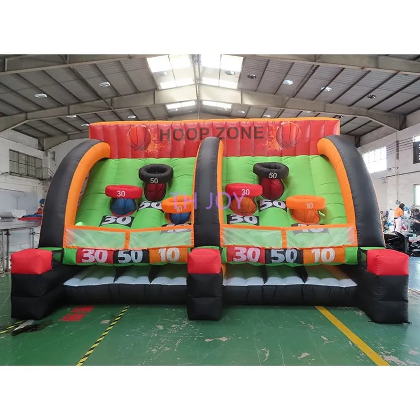 gratis schip buitenspellen adverteren blaasstenen activiteiten 5mwx3mlx3.5mh (16.5x10x11.5ft) gigantische ball gooien basketbalzone opblaasbare hoepel game te koop