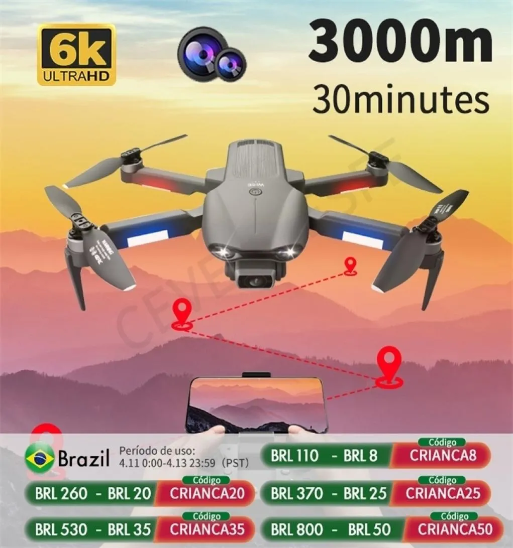 F9 DRONE GPS DRONE 6K Dual HD Camera HD PROFESSIONE POGRAria Pografia Motore Brushless Quadcopter RC Distanza 2000M 2204139274805