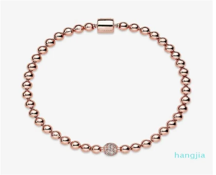 Beauul Women's Beads Pave 18K Bracciale rosa estate per 925 braccialetti in perline a catena in argento sterling con ORI3035246