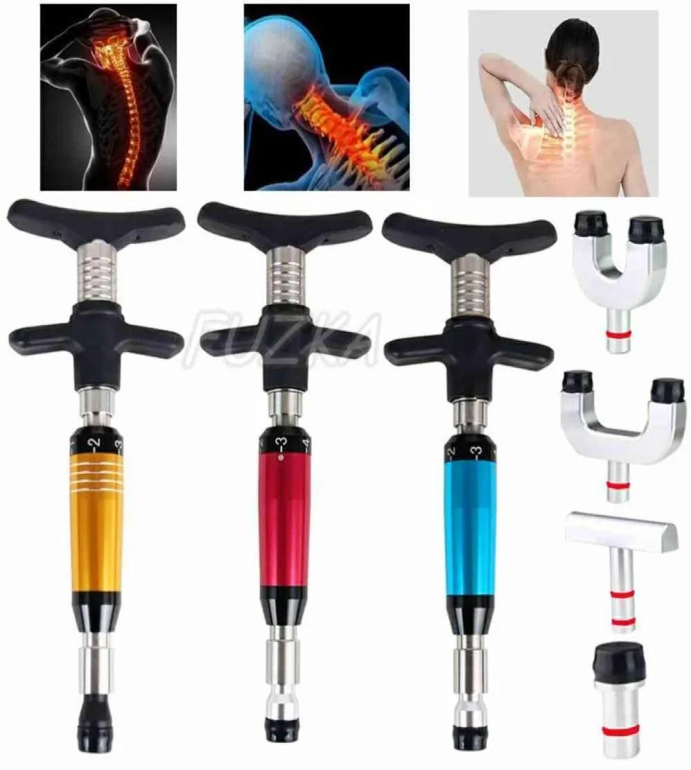 New Manual Chiropractic Gun For Backbone Modulation And Adjustment Stainless Steel 4 Heads Massage Correction Health Care Tool X044820510