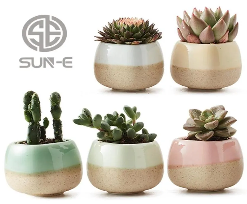5 en jeu 22 pouces Conteneur Planteur Céramique Flux Glaze Five Color Base Serial Set Succulent Plante Pot Cactus Flower Pot Gift Y27468370