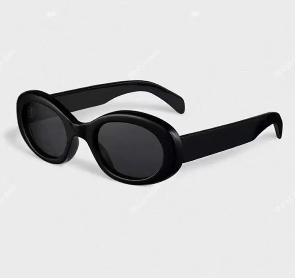 Lunettes de soleil mode 4S194 sunglasses design cadre ovale minimaliste pur miroir noir voyage style ete protection UV400 qualite 1105370