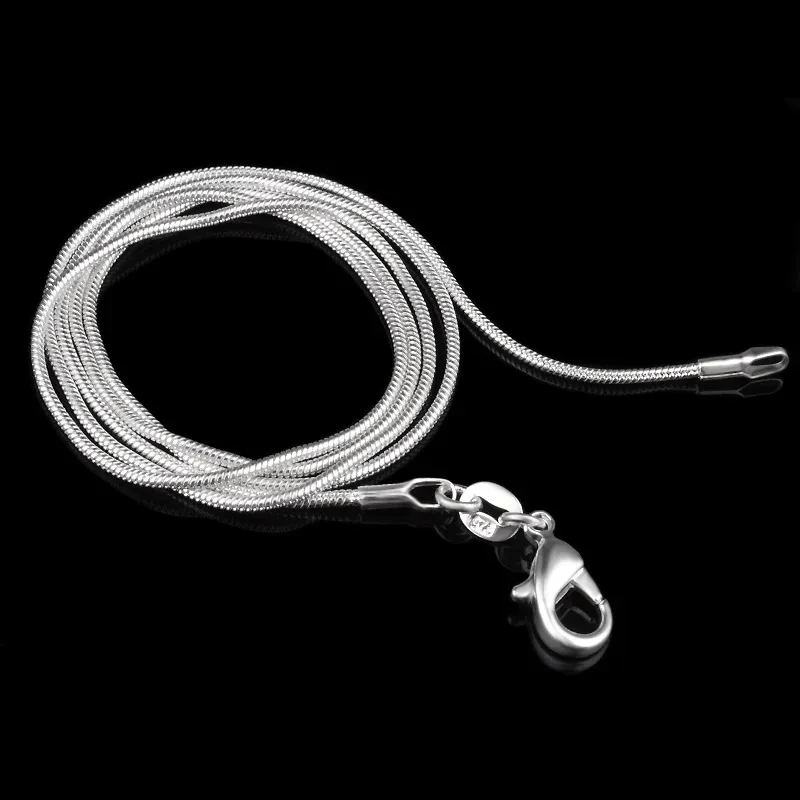 925 Sterling Silver Snake Chains 1mm Fashion Men Women Statement Necklaces Lobster Clasp Jewelry Accessories for Pendant 16 18 20 22 24 Inch