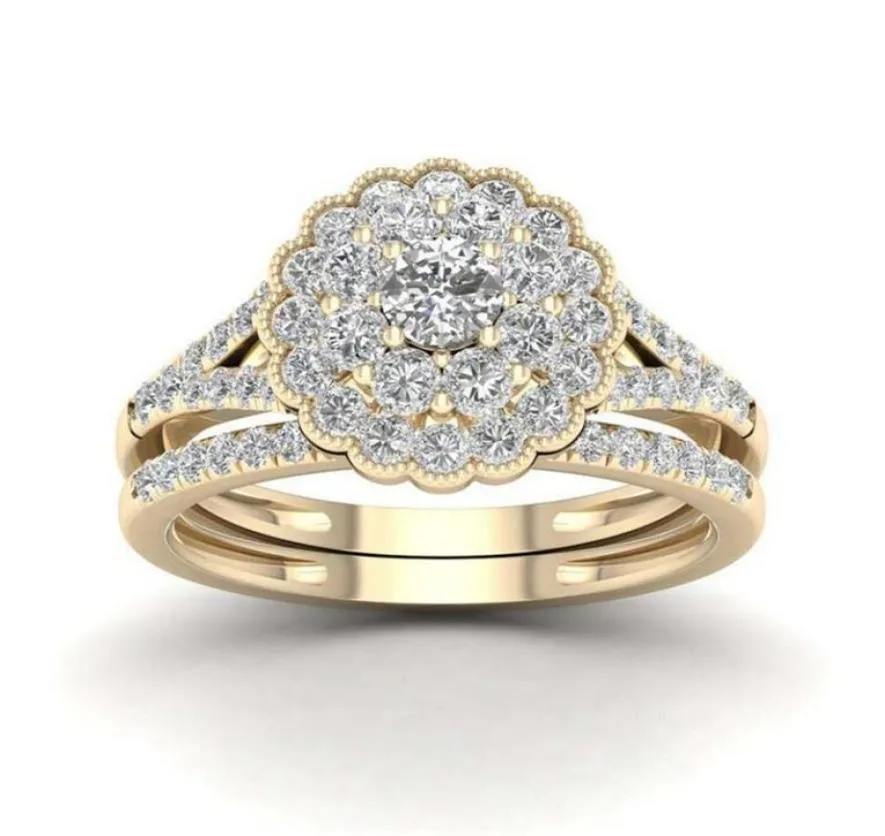 Choucong ny ankomst högkvalitativ vintage smycken par ringar 925 sterling silvergold fill 5a kubik zirkonlöfte populära kvinnor3121426